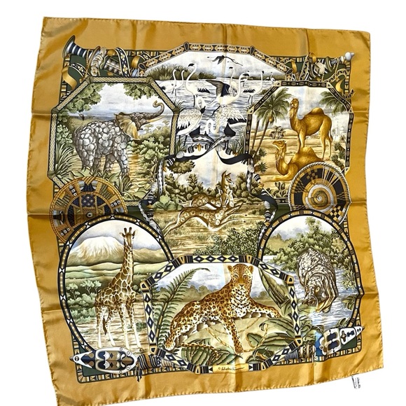 Salvatore Ferragamo Accessories - Vintage Salvatore Ferragamo Safari Print Silk Scarf